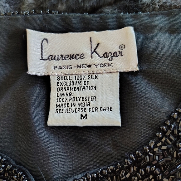Laurence Kazar Black Beaded Cocktail Jacket VIntage Silk M - Picture 14 of 14